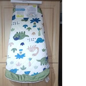Dreamgro Plush Reversible Baby Playmat Dinosaur Tummy Time Mat Green White
